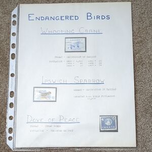 Endangered Birds Stamp Collection Sheet
